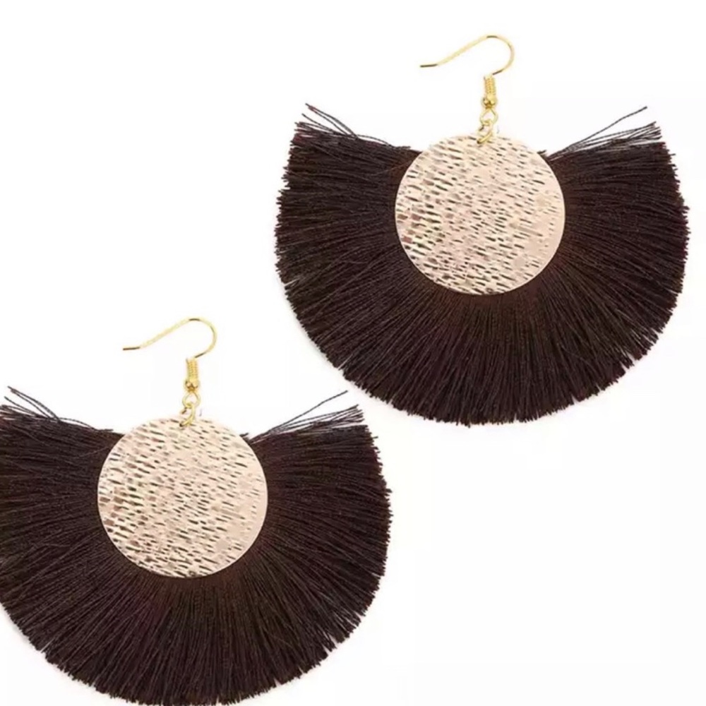 CHOCOLATE BROWN FRINGE EARRINGS
